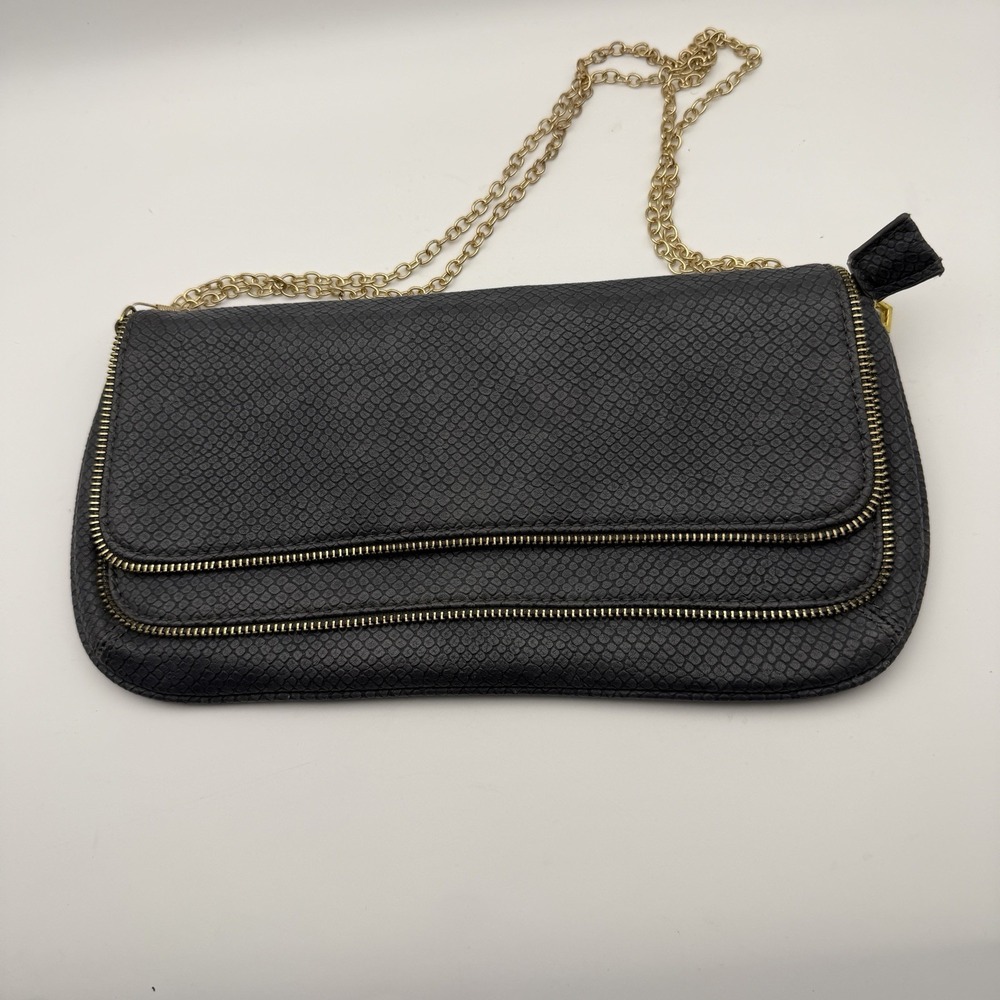 Urban Expressions Gray‎ Crossbody Purse Chain Strap Gold Soho Vegan Leather 11x6
